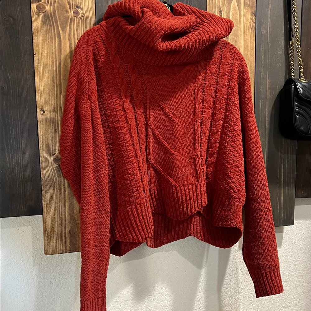 Almost Famous Vibrant Red Cowl Neck Sweater